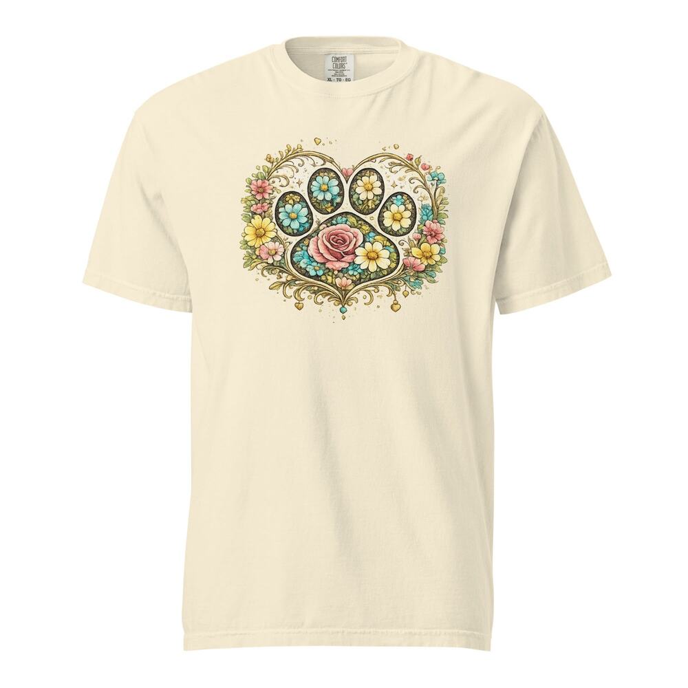 Paw print garment-dyed heavyweight t-shirt